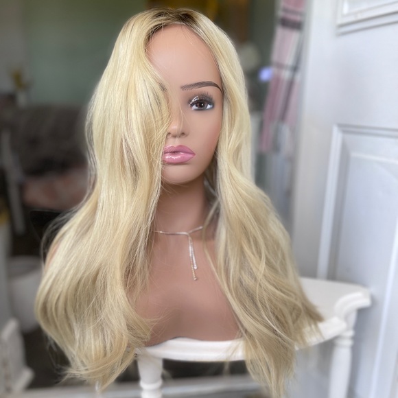 Highline Wigs / Toppers By Sharon Premium Human Hair Silk Top long blonde topper - Picture 3 of 16